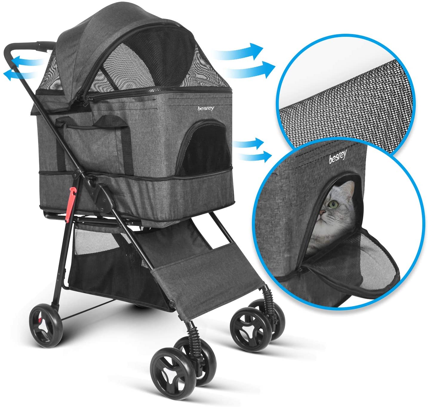  besrey Cochecitos para Perros Mascotas Plegable Viaje Carrito para Perros Silla de Paseo Gato 