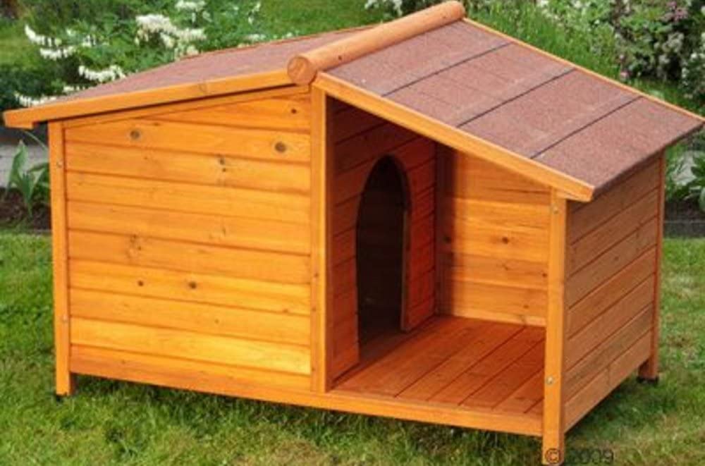  Caseta de perro de madera Resistente y atractiva caseta de madera de exterior con patio resguardado, crea un hogar especial para tu mascota. 