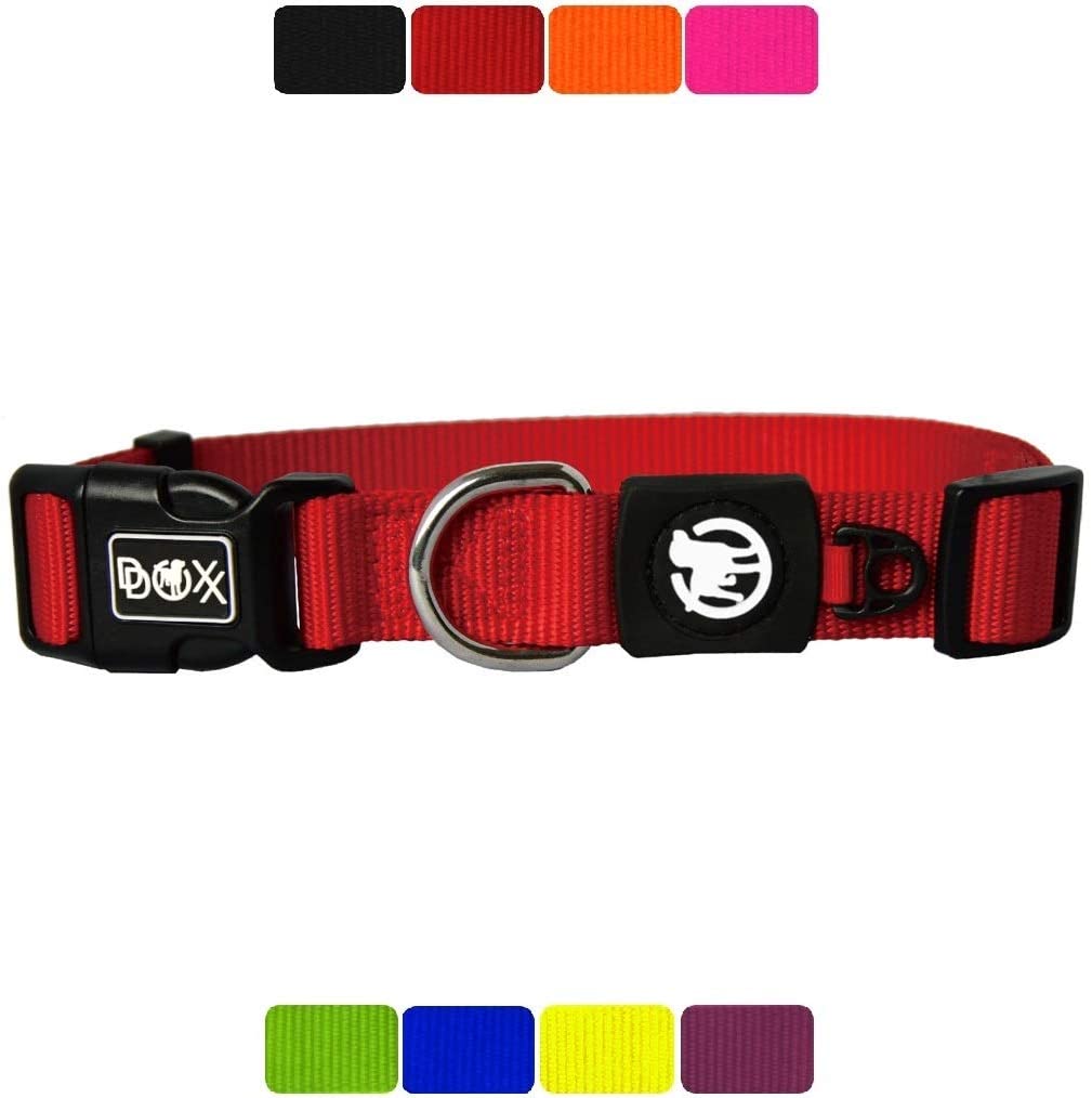  DDOXX Collar Perro Nylon, Ajustable | Diferentes Colores & Tamaños | para Perros Pequeño, Mediano y Grande | Collares Accesorios Gato Cachorro | Rojo, XS 