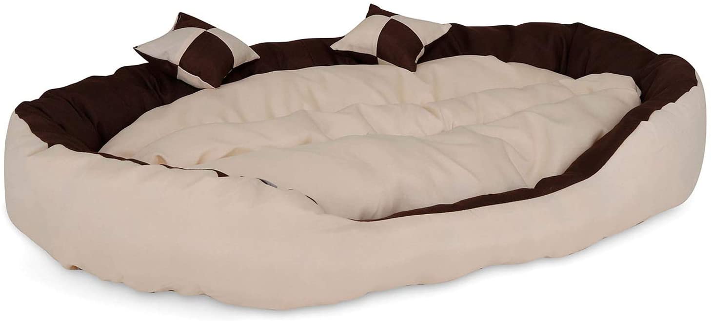  Dibea DB00111 - Cama para Perros (Lavable, con cojín Reversible, 85 x 70 x 20 cm), Color marrón y Beige 