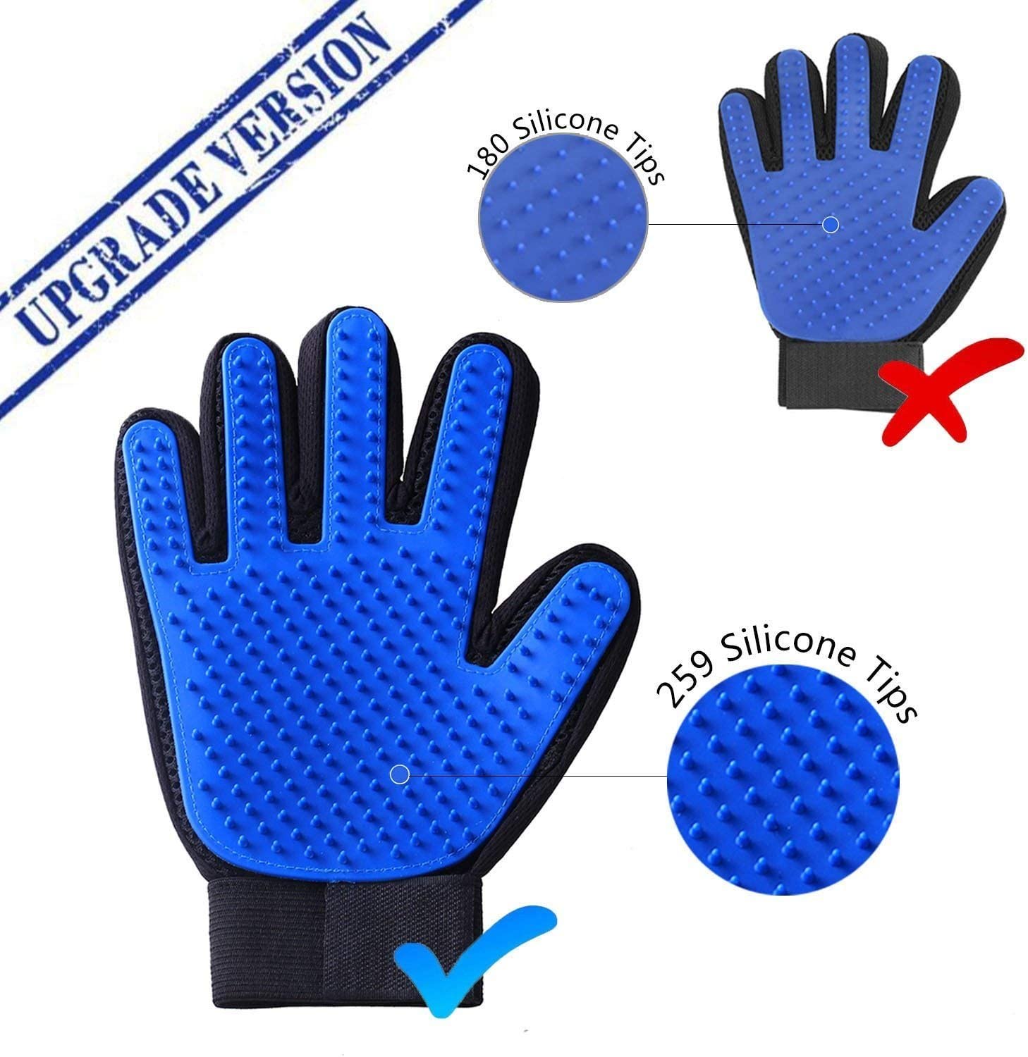  DIKAS Guantes para Mascotas *2, Guantes Manopla Retira El Pelo y Masaje de Mascotas para Su Perros, Gatos, Conejo, Caballo, Siempre Tiene Una Apariencia Muy Moda y Bonita en Cualquier Tiempo (Azul) 