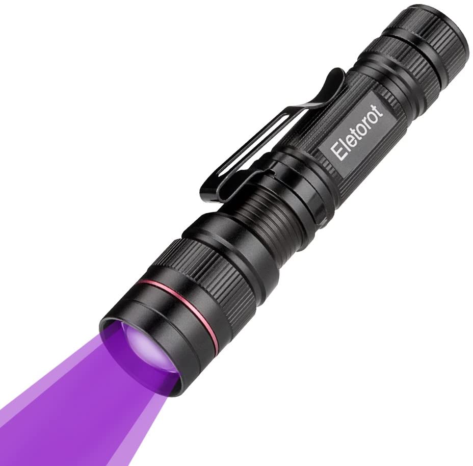  Eletorot Linterna Ultravioleta luz de 3 modos UV Flashlight, Detectar manchas de orina de mascotas, Luz negra 395nm [Clase de eficiencia energética A+]