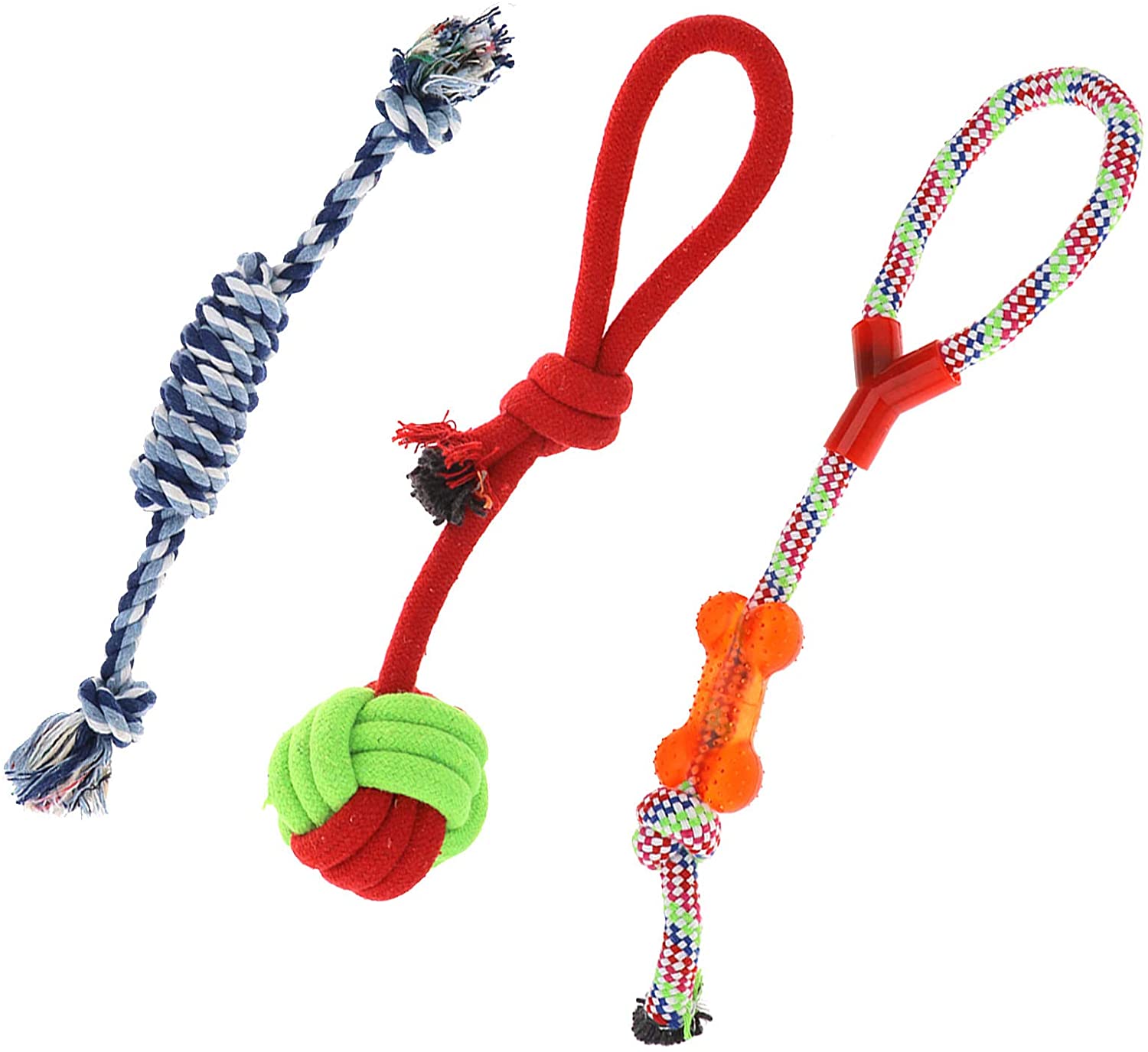  ENET - 10 Piezas de Juguetes de Cuerda para Perro, Resistentes, Resistentes, para Masticar, Peluche, Perro, Oso de algodón, Juguete de Regalo 