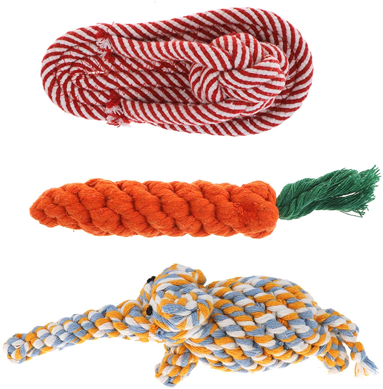  ENET - 10 Piezas de Juguetes de Cuerda para Perro, Resistentes, Resistentes, para Masticar, Peluche, Perro, Oso de algodón, Juguete de Regalo 