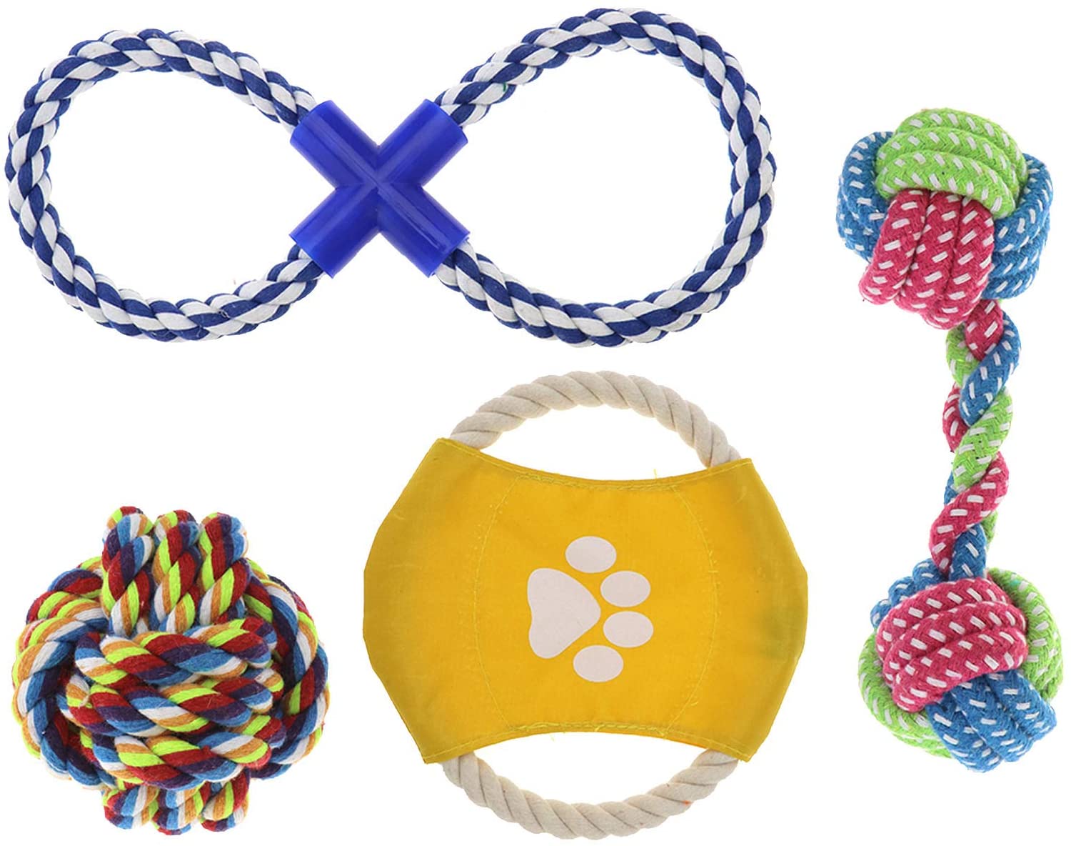  ENET - 10 Piezas de Juguetes de Cuerda para Perro, Resistentes, Resistentes, para Masticar, Peluche, Perro, Oso de algodón, Juguete de Regalo 