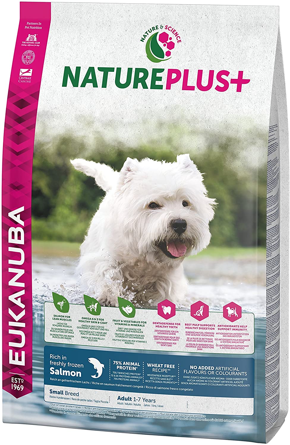  Eukanuba Nature Plus+ Adulto Raza pequeña Rico en salmón fresco congelado [2.3 kg] 