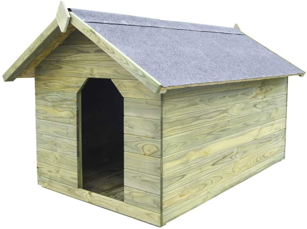  Festnight Casas de Perros para Jardín Madera de Pino Impregnada, Apertura de Techo Impermeable Verde 104,5 x 153,5 x 94 cm 