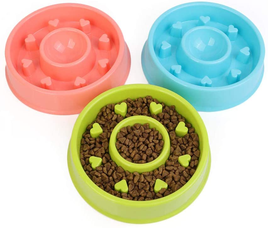  FGHOMEAQWSQ Reptil Tazón de Comida Lenta para Mascotas Tazón antiácaros Tazón de alimentación para Rompecabezas de Perros y Gatos@20.5 * 4.7cm_Pink-Crescent 