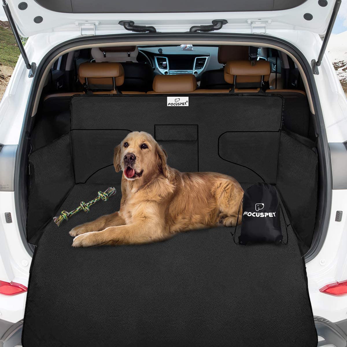  Focuspet Funda para Maletero de Coche para Perros, 185 x 105 x 36cm Protector para Maletero de Coche Impermeable Antideslizante Cubierta Maletero Esterilla de Protección del Tronco 