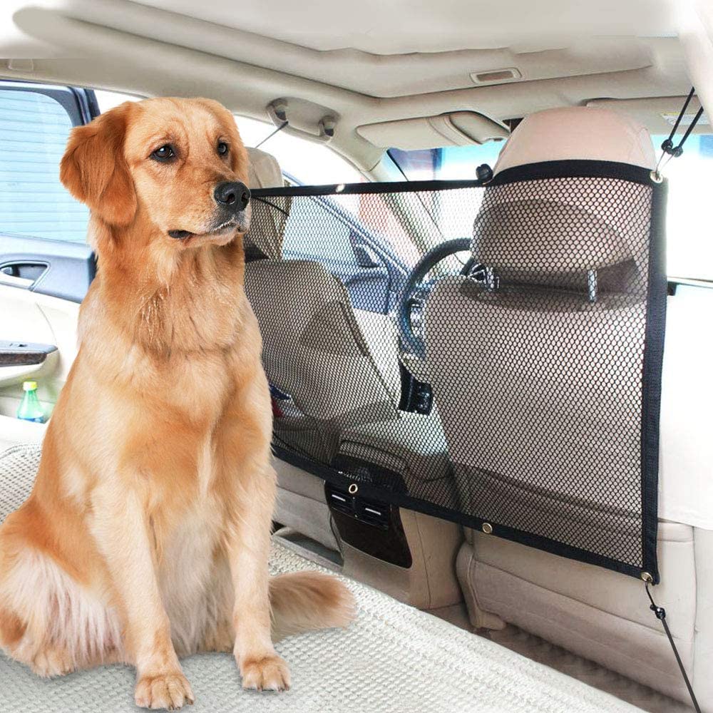  FREESOO Mascota Perro Red Rejilla Auto Asiento Trasero Cubierta Protectora De Coche Malla Red Barrera para Niños Perros Mascotas 115cmx62cm Universal Protector de Seguridad 