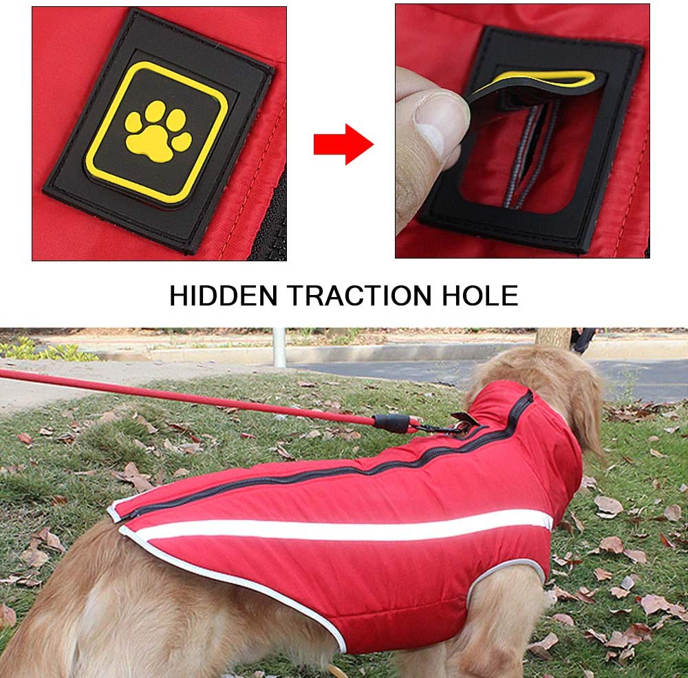  FREESOO Ropa para Mascotas Perros Impermeables Chubasqueros Invierno Chaleco Caliente Abrigo Chaqueta Reflectante Resistente al Viento para Perros Medianos y Grandes 