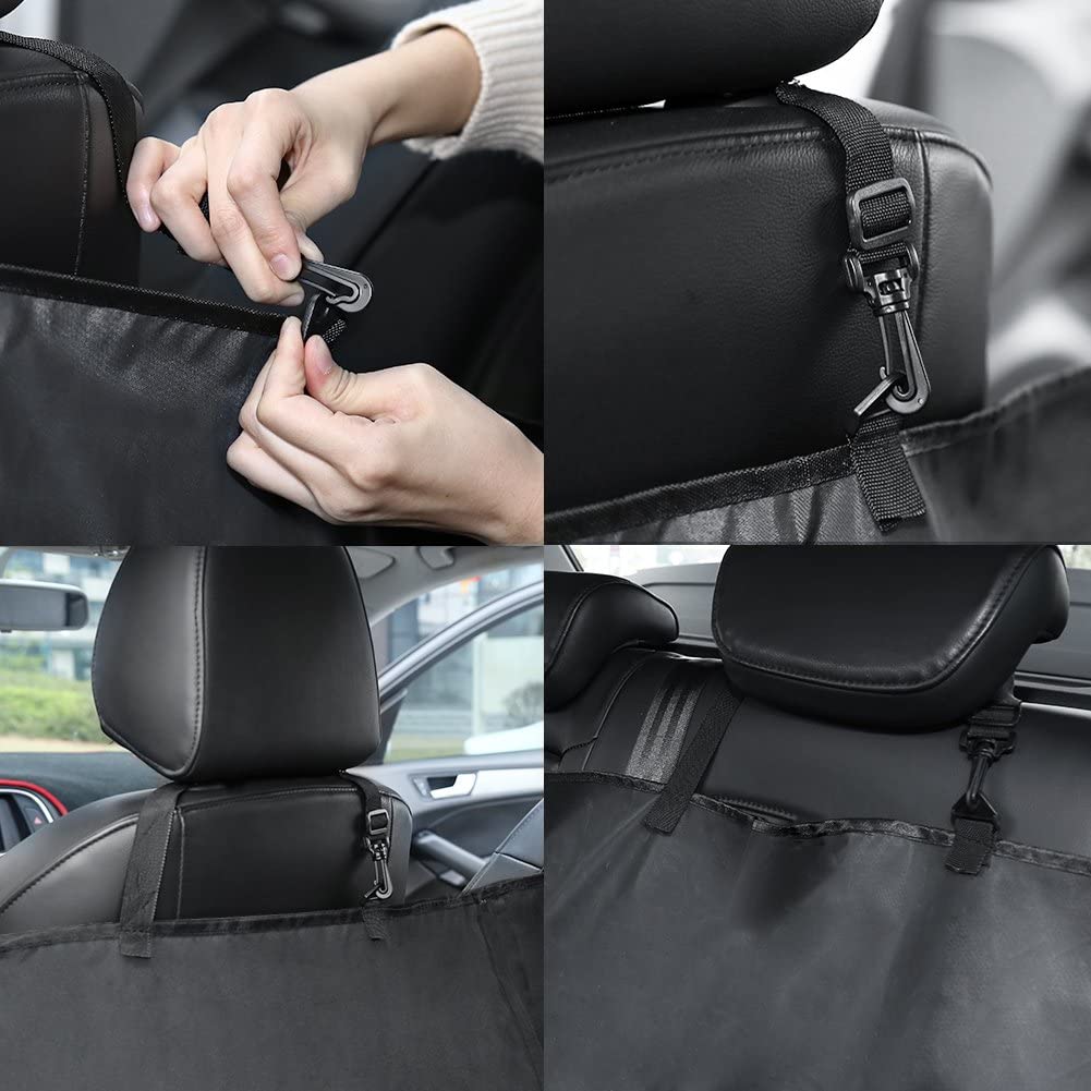  GHB Cubierta Universal Protector Impermeable de Tapicería de Coche para Perros Mascotas y Viajes con Hebilla de Seguridad [Color-Negro] 