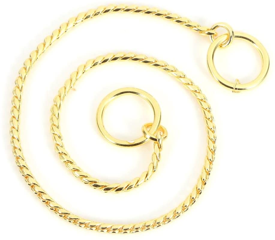  GLOGLOW 3 tamaños Cadena de Serpiente de Metal Dorado/Negro, Collar Trenzado Collares de Gargantilla de Entrenamiento de Perro Mascota para Perros pequeños medianos y Grandes(3mm*40cm- Oro) 