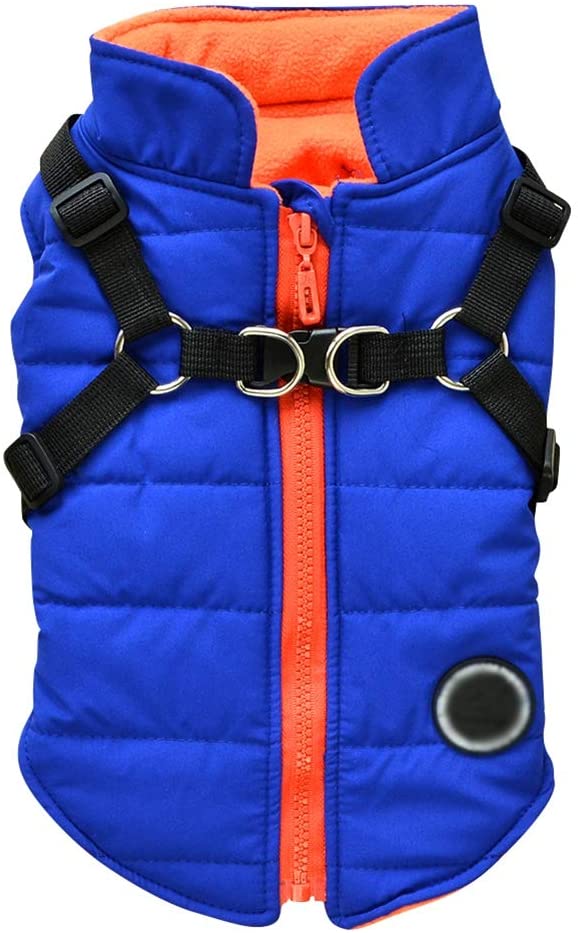  Handfly Chaqueta de Abrigo para Perros con arnés para Perros pequeños y medianos Chaqueta de Abrigo para Perros a Prueba de Agua Chaleco Acolchado cálido Mascota Cachorro de Perro Ropa Chaleco 