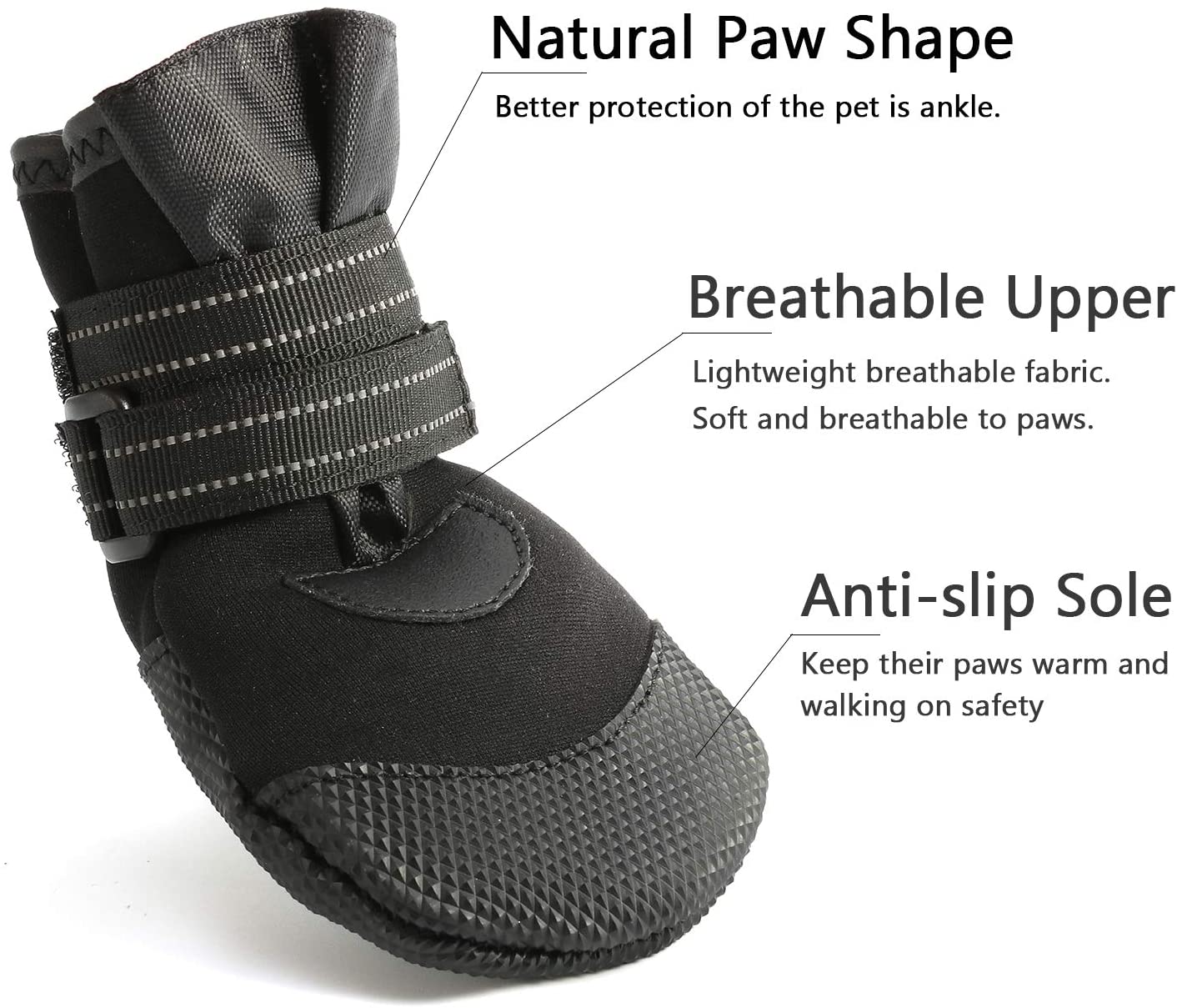  Hcpet Protectores de Pata de Perro, Zapatos Perro para Pequeña y Grandes Perros – Negro (2#) 