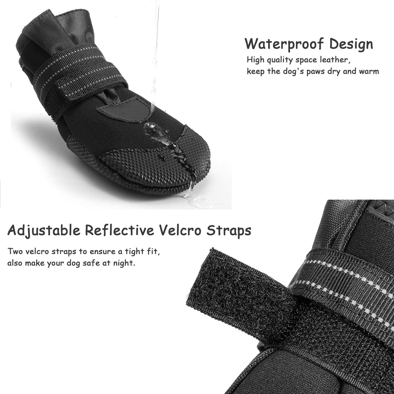  Hcpet Protectores de Pata de Perro, Zapatos Perro para Pequeña y Grandes Perros – Negro (2#) 