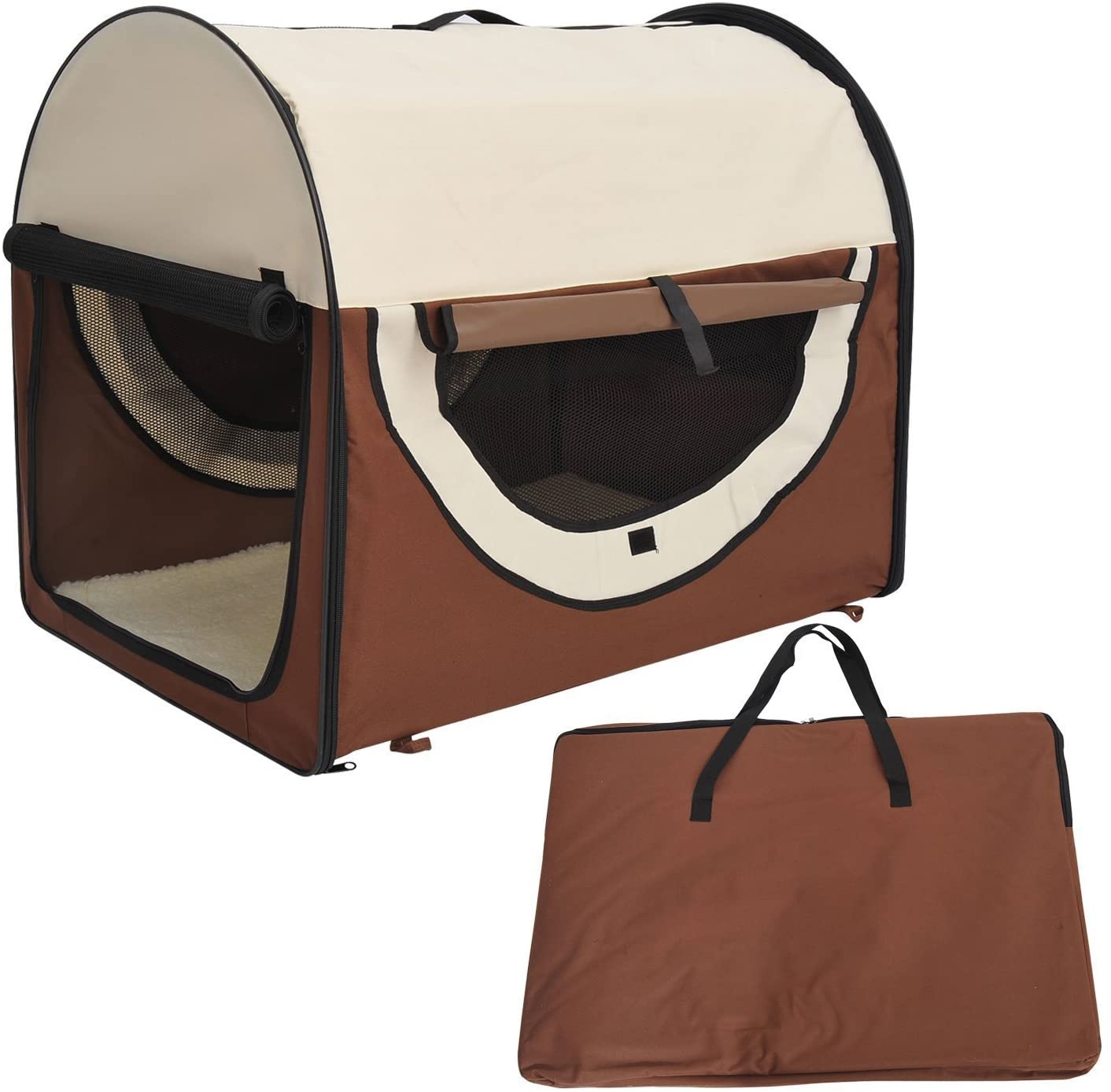  HOMCOM PawHut Transportin con Bolsa Transporte Perro Gato XL(81 x 56 x 66) Mascotas Plegable de Viaje 