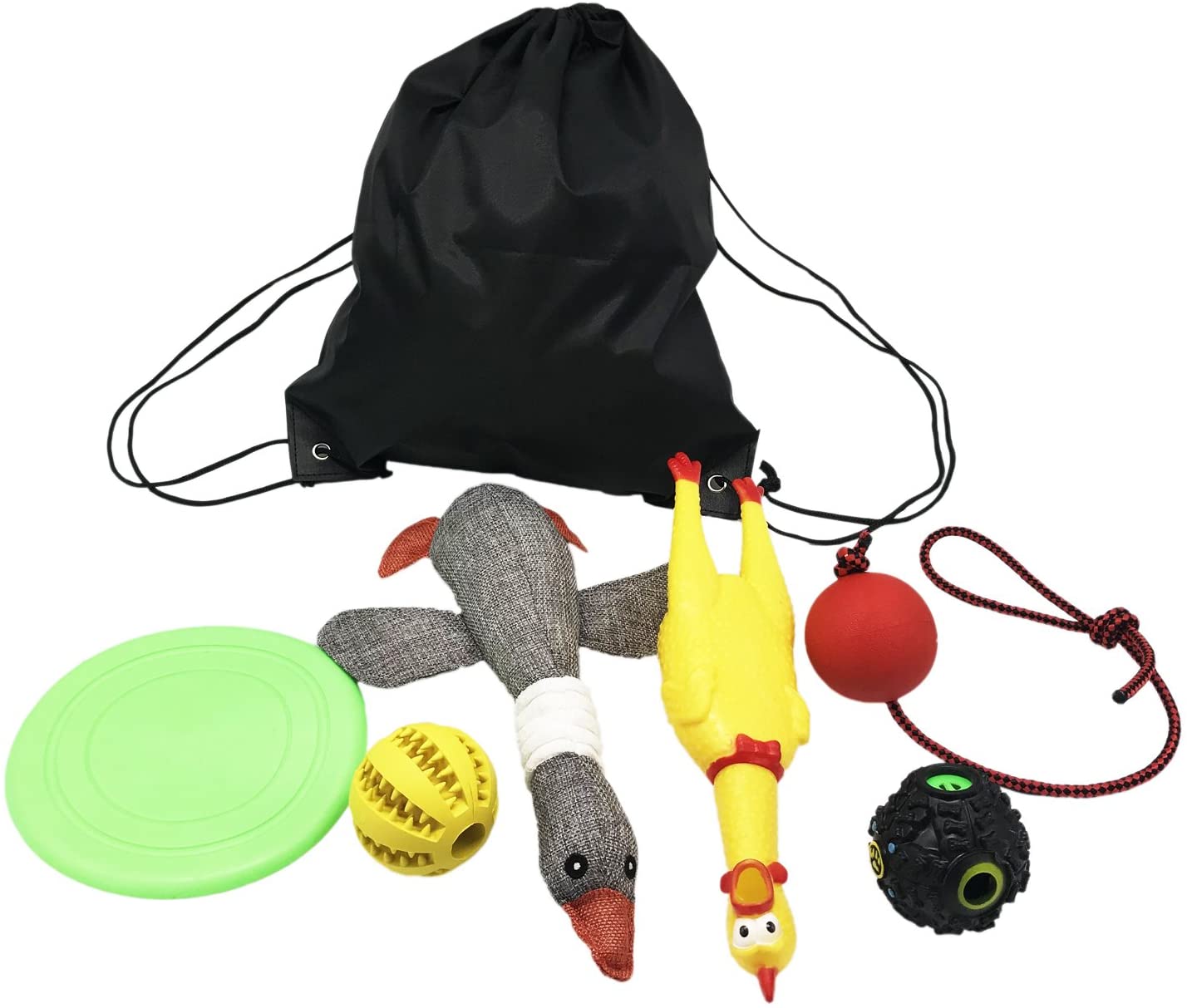  Huan Tai Dog Chew Toys, 6 Piezas Juego de Pelota de Juguete para Perros, Hinchable con Juguetes de Cuerda y Squeaker para Masticar la Mejor Variedad para Mascotas Juego de Juguetes para Perros 