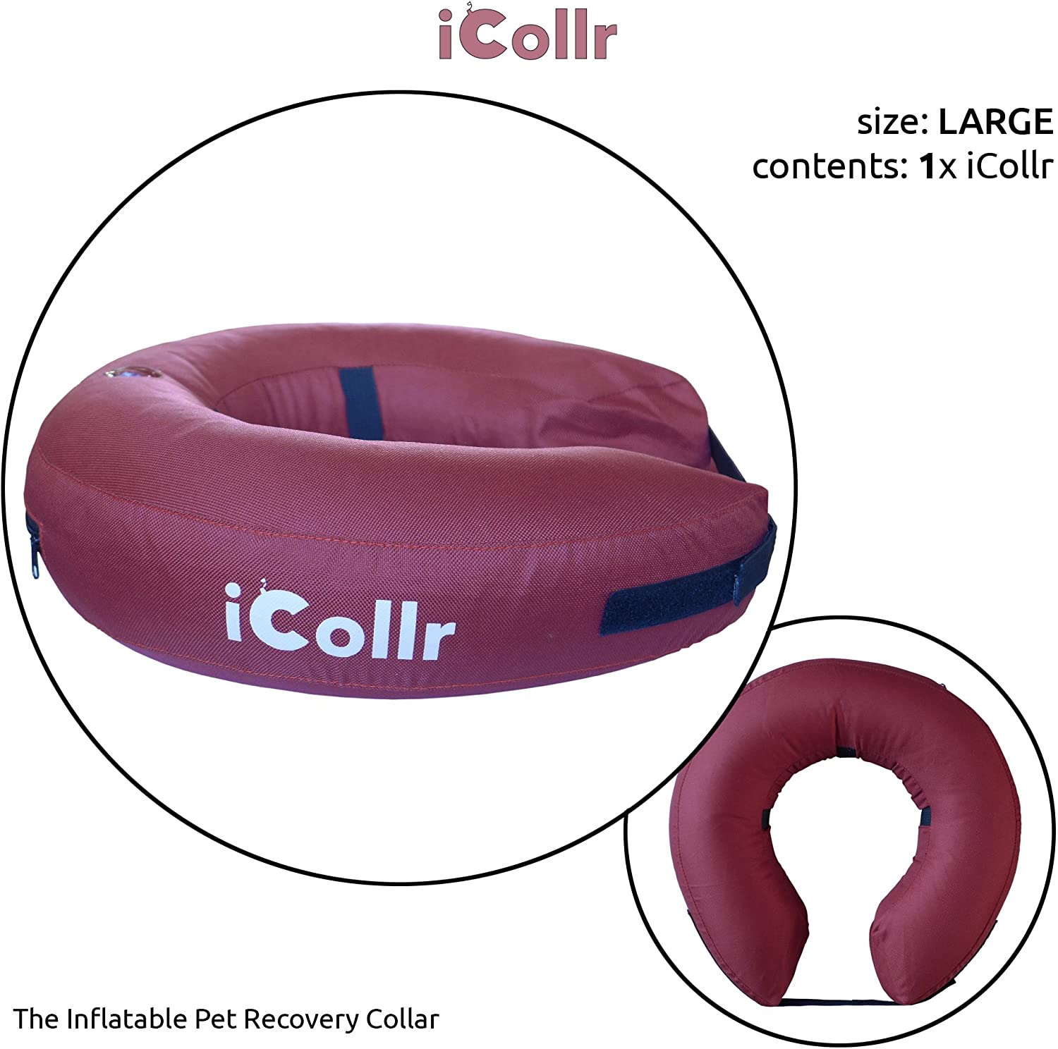  iCollr - El Collar Inflable - Collar Protector para Perros y Gatos en la Recuperación Postoperatoria 