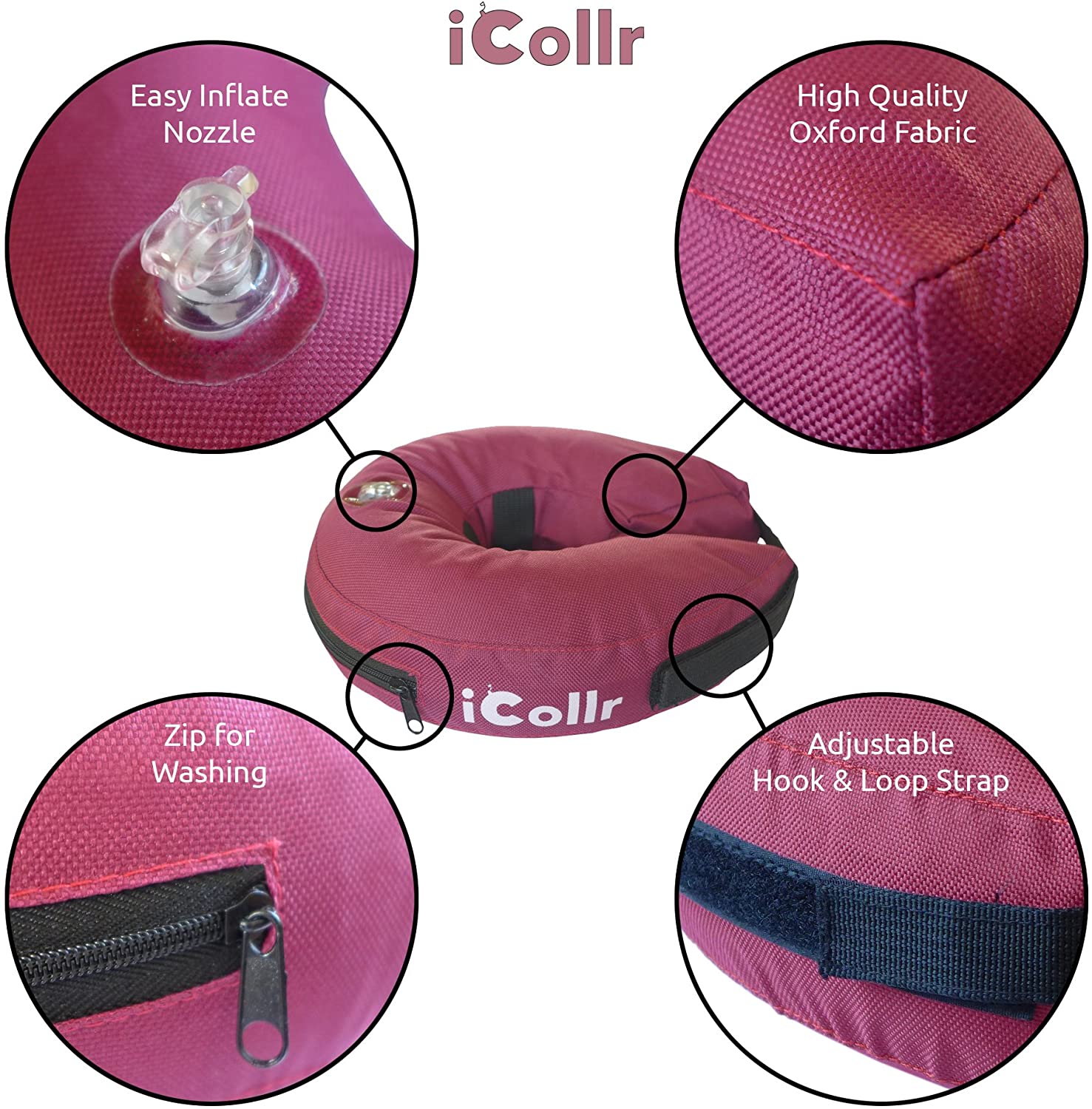  iCollr - El Collar Inflable - Collar Protector para Perros y Gatos en la Recuperación Postoperatoria 