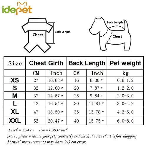  Idepet Perro Gato Sudadera con Capucha Mascota Cálido Abrigo de Invierno Ropa de algodón para Perros con Bolsillo Exterior para Perros pequeños 