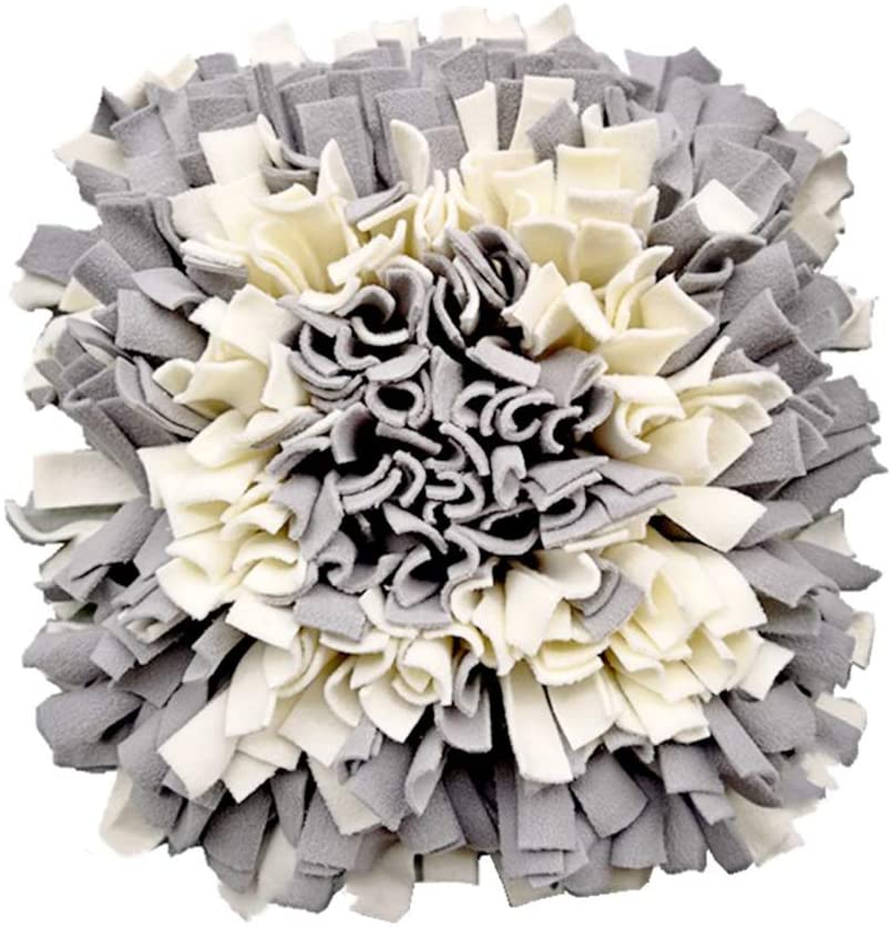  IEUUMLER Snuffle Mat para Perros Estera de alimentación Estera de Entrenamiento Manta para la Nariz Juguete de Juego IE075 (45x45cm, Grey & White) 