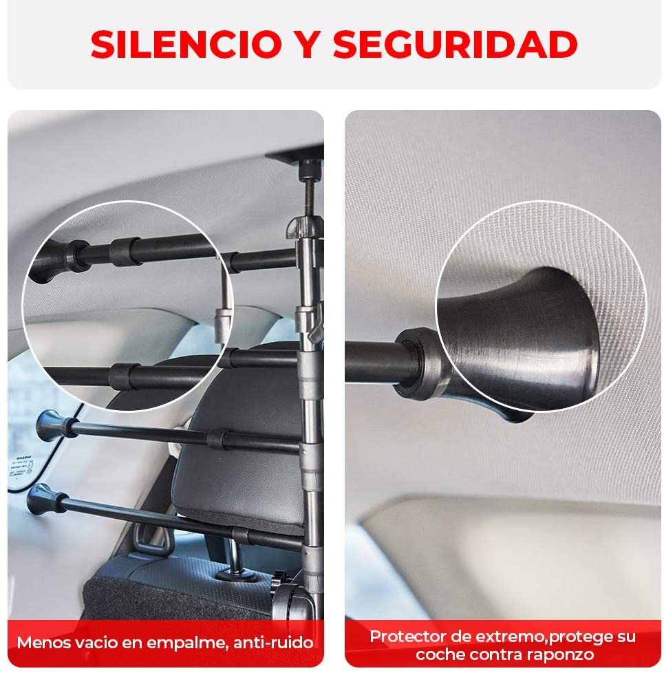  ISSYZONE Rejilla para Perros Coche Barrera Proteccion Perro Reja Seguridad Separador Metálico Aislamiento de Perros Extendable 32-50CM * 82-145CM 