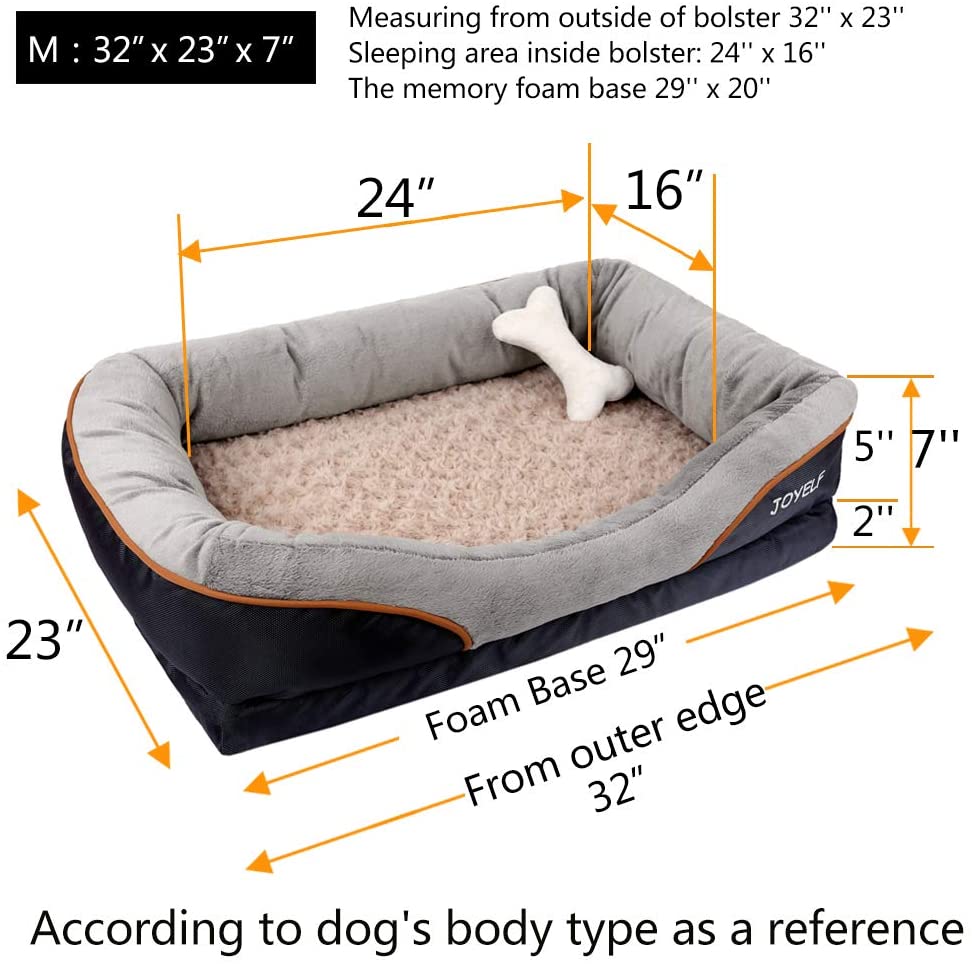  JOYELF Cama de Espuma viscoelástica para Perro, Cama ortopédica y sofá con Funda extraíble Lavable y Juguetes chirriadores como Regalo 