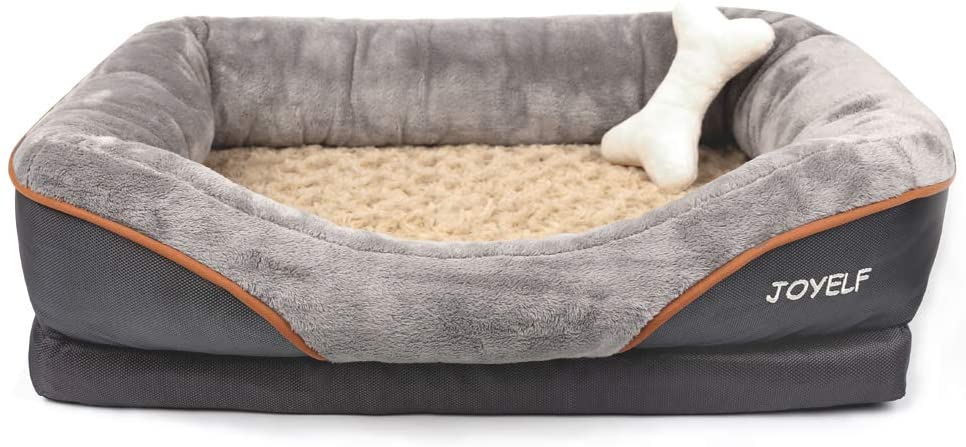  JOYELF Cama de Espuma viscoelástica para Perro, Cama ortopédica y sofá con Funda extraíble Lavable y Juguetes chirriadores como Regalo 