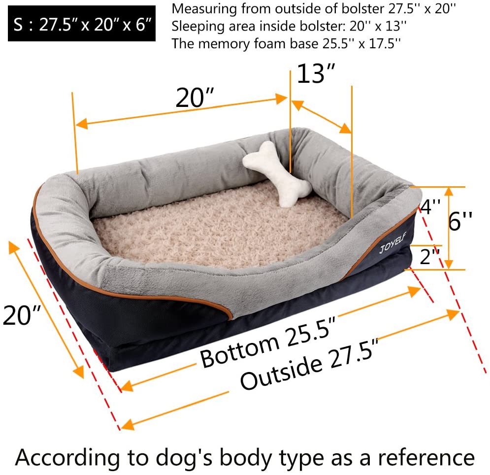  JOYELF Cama de Espuma viscoelástica para Perro, Cama ortopédica y sofá con Funda Extraíble Lavable y Juguetes chirriadores como Regalo 