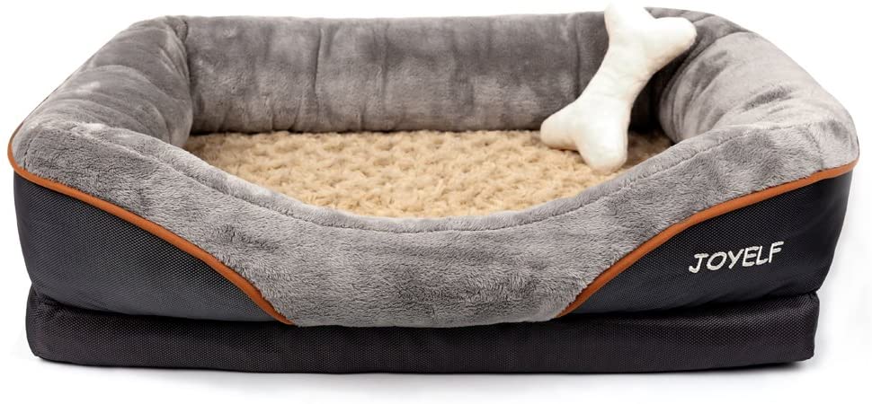  JOYELF Cama de Espuma viscoelástica para Perro, Cama ortopédica y sofá con Funda Extraíble Lavable y Juguetes chirriadores como Regalo 