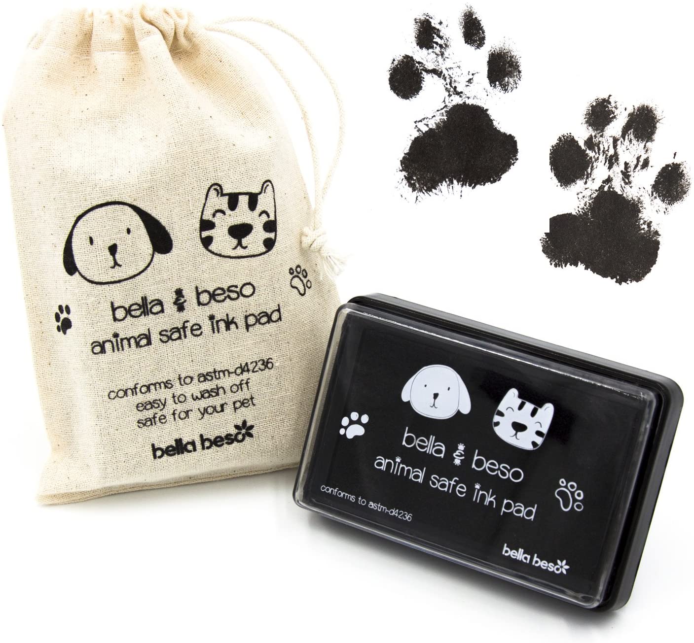  Kit de impresión de huellas de gato y perro, tinta segura para mascotas, bolsa con cordón 