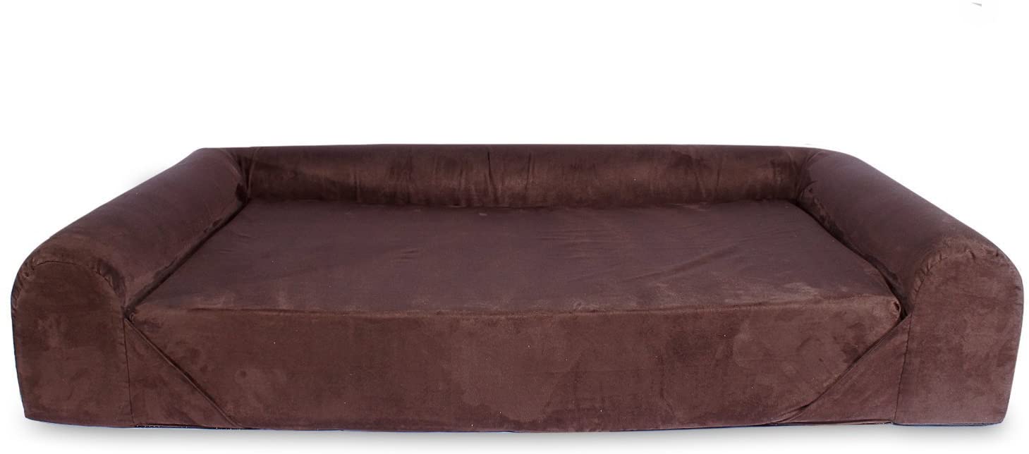  KOPEKS Sofa Cama para Perro Grande Estilo Lounge Tamaño para Perros Mascotas Grandes con Memoria Viscoelástica Ortopédica 106 x 86 x 20 cm - L - Marrón 