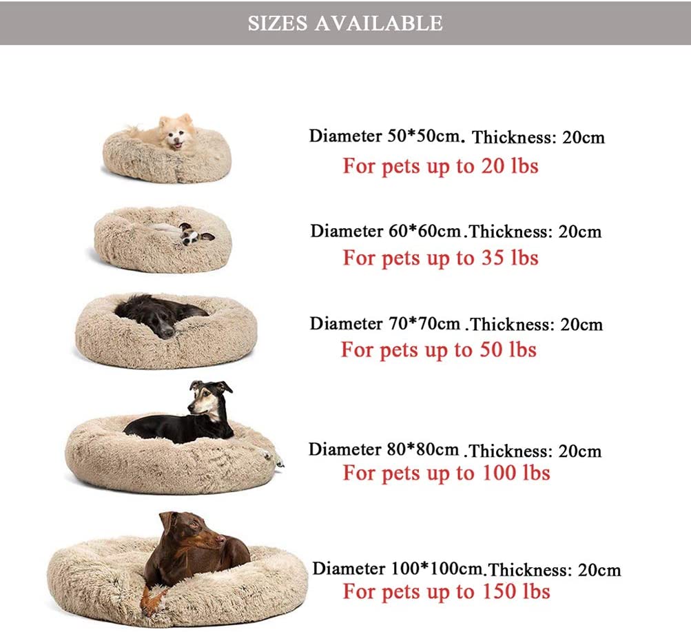  Lrhps Mascotas Cama Donut,Cama calmante para Perros y Gatos,para Perros y Gatos supergrandes pequeños y medianos 