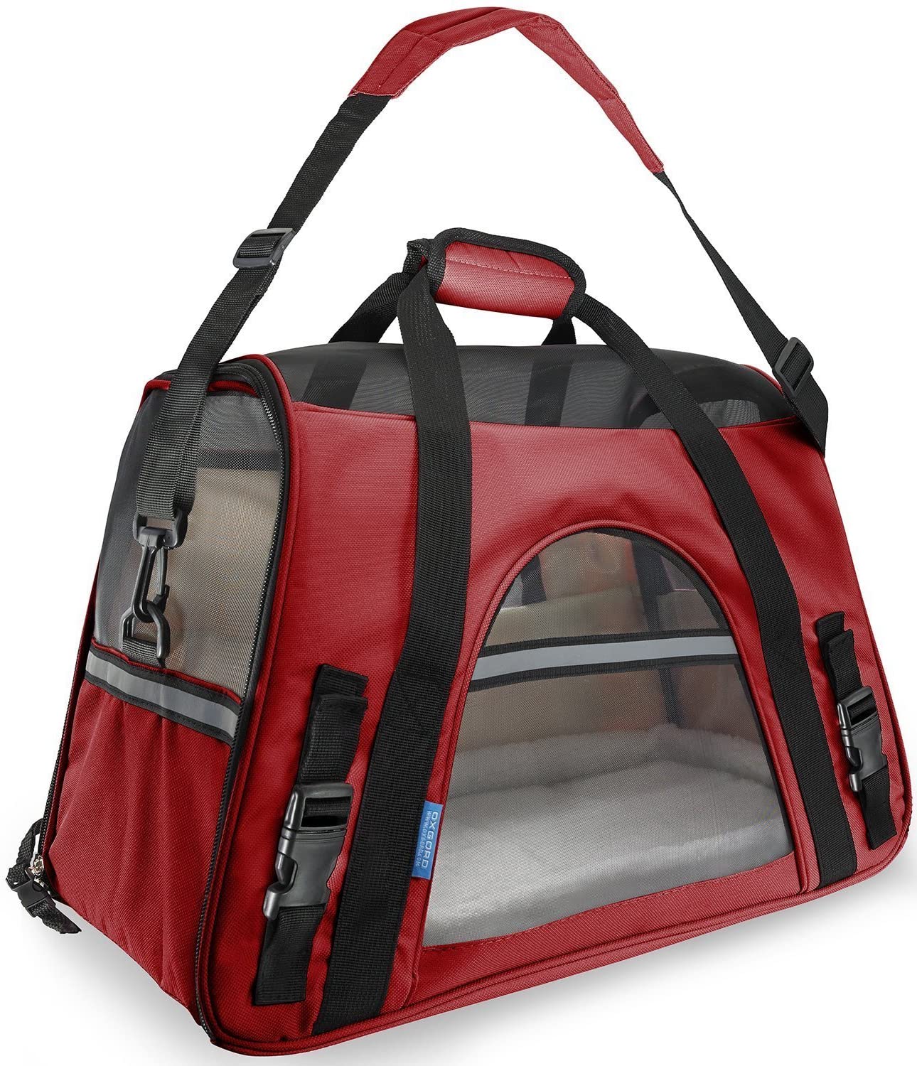  Ltuotu Portador del Perro Capazos Bolsa de Transporte para Mascotas Perros Gatos Animal Transportín Plegable, Aprobado por La Aerolínea de Viajes Portador del Bolso Lateral Suave (L(48*25*33cm), rojo) 