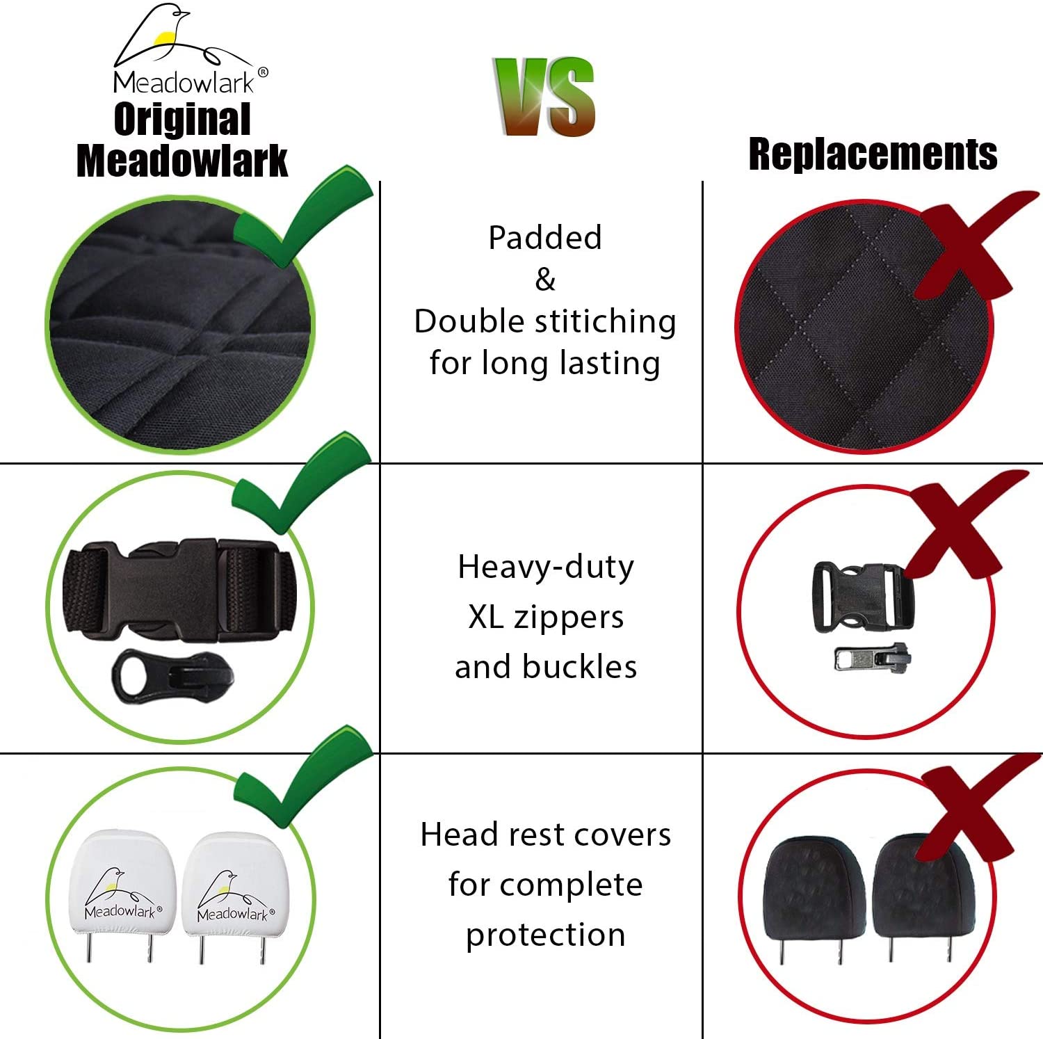  Meadowlark® Funda de Asiento para Perros. Cubierta de Coche ¡Impermeable! Hamaca Universal para Mascotas de Primera Calidad, Protector Completo Asiento Trasero, Puertas y Reposacabezas 