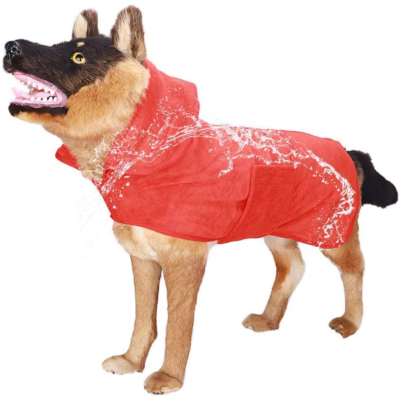  Minjie Toalla de baño Perro, de Microfibra, para Secado de Mascotas, Absorbe la Humedad, para Perros o Gatos, Toalla de baño para Mascotas de Secado rápido, Abrigos de Secado para Perros, Color Rojo 