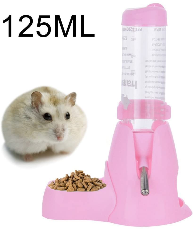  MOACC Hamster Botella de Agua Alimentador Automático Dispensador de Agua para Ratas, Cobayas, Hurones, Conejos, Pequeños Animales, 125ml, Rosa 