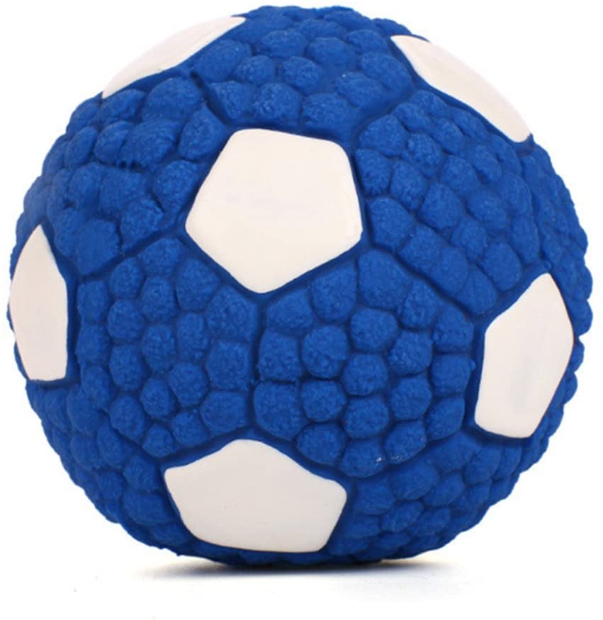  Monbedos Squeaky Chew Dientes Pelota de Juguete de Goma Natural para Perros diseño de balón de fútbol fútbol 9.5CM 