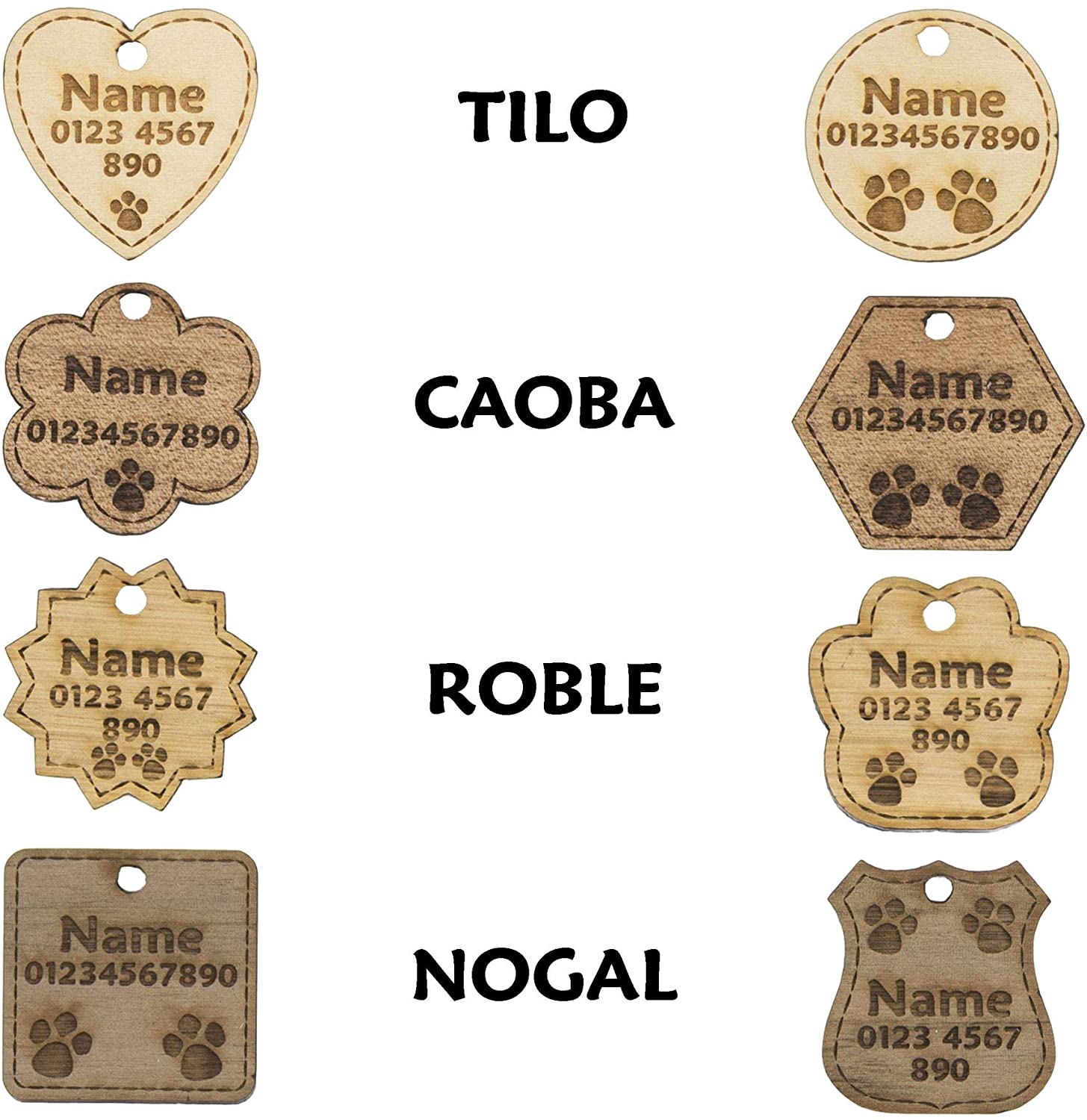  National Engraver Etiquetas de Identificación de Mascotas Perros y Gatos Personalizadas Grabado Madera 