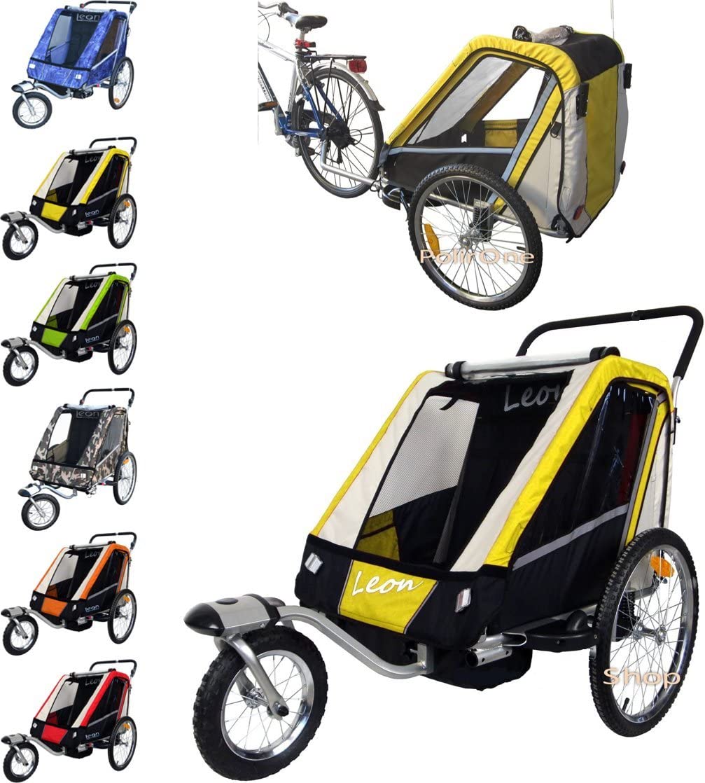  PAPILIOSHOP LEON Remorque à vélo poussette chariot pour 1 ou 2 entants 