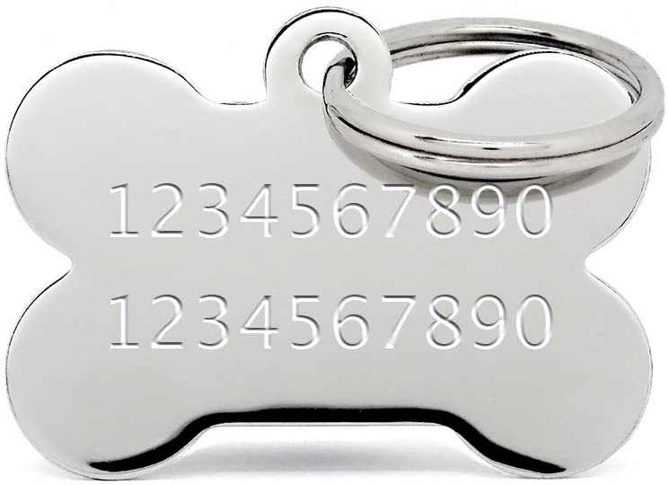  PERDIDUS Placa Identificativa para Perros y Gatos con Forma Hueso | Grabado del Nombre y Teléfono Incluido | (Plata) (32 mm) 