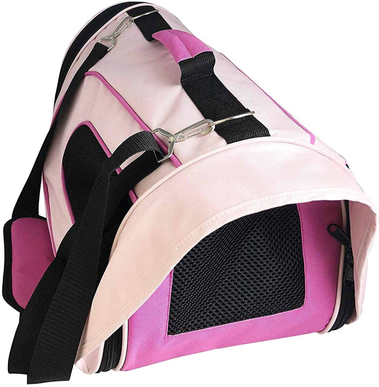  PET MAGASIN Transportín de Mascotas Plegable – Bolsa de Transporte Acolchada con Lados Blandos – Bolso de Viaje para Perros pequeños, Gatos y Cachorros, ventilación Superior (Grande, Pink) 