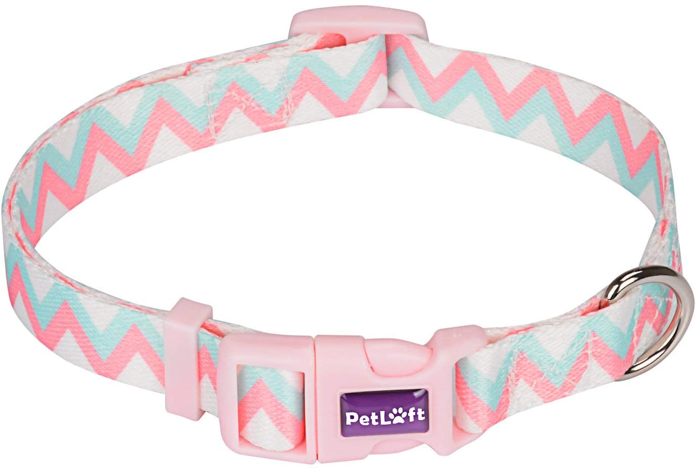  PETLOFT Collar de Perro, Especial Diseñado Tamaño Ajustable de Poliéster Superficie de Collares de Perro con Anilla en D de Metal para Fijación a la Correa (Rosado, M) 