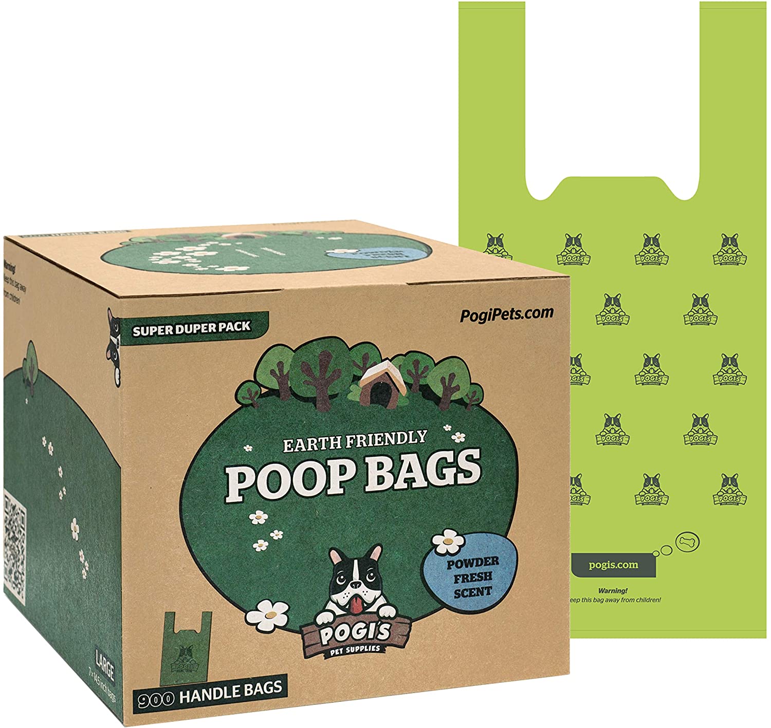  Pogi's Poop Bags - 900 Bolsas para excremento de Perro con manijas de Amarre fácil - Biodegradables, Perfumadas, Herméticas 