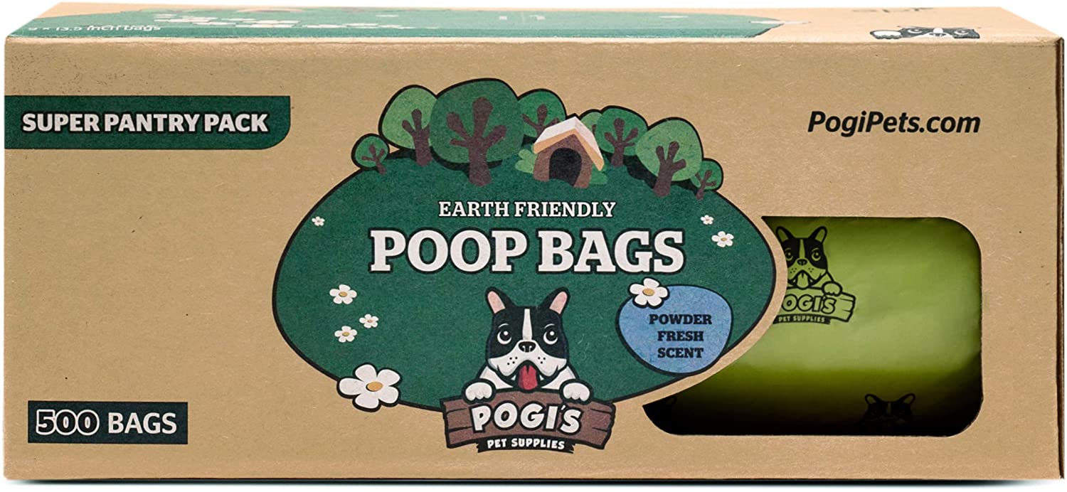  Pogi's Poop Bags - Bolsas para excremento de Perro - 500 Bolsas para despensas y Estaciones de residuos al Aire Libre - Grandes, Biodegradables, Perfumadas, Herméticas (Rollo Grande Único) 