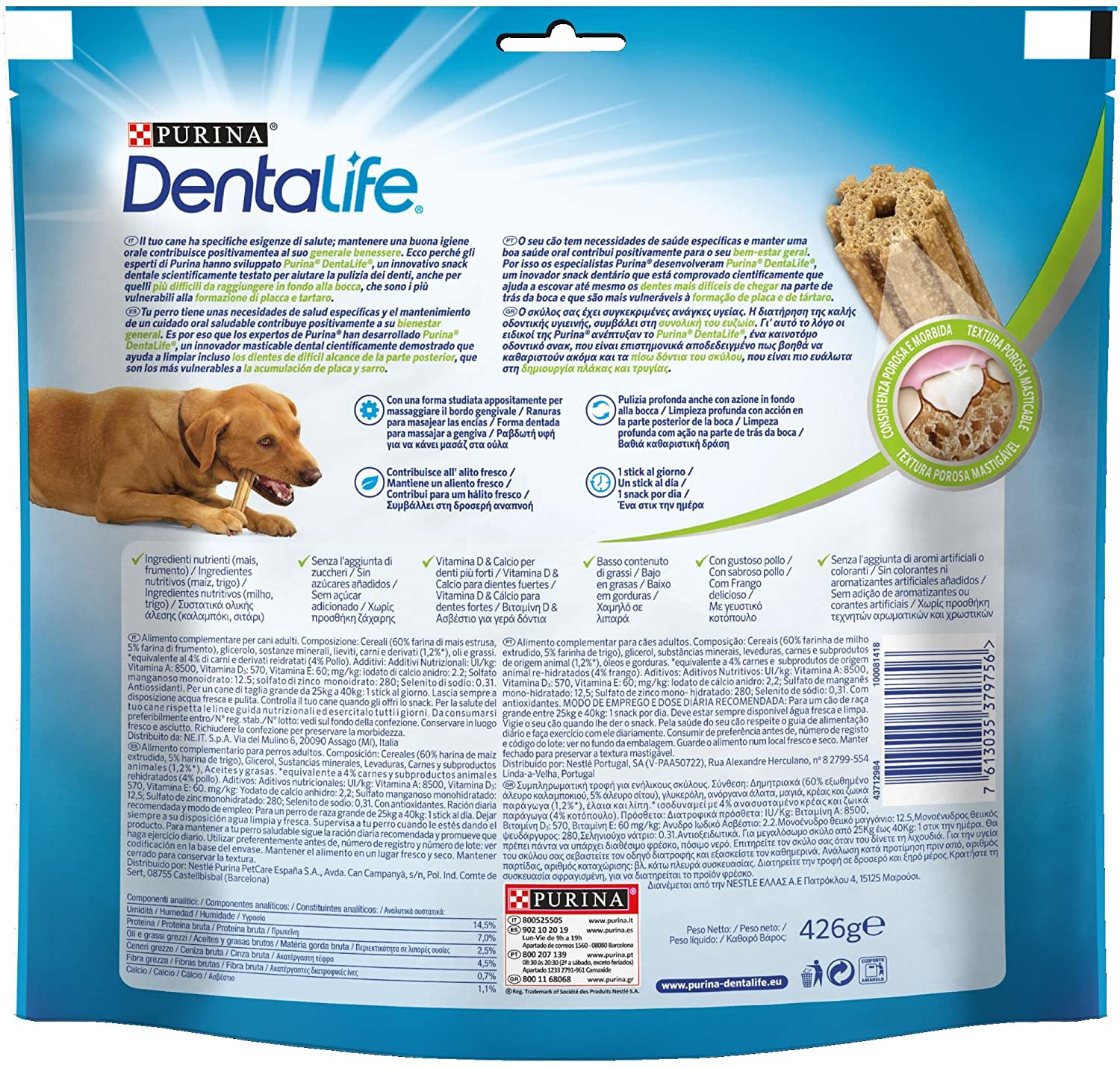  Purina Dentalife Perro Grande [5 packs x 12 sticks] 