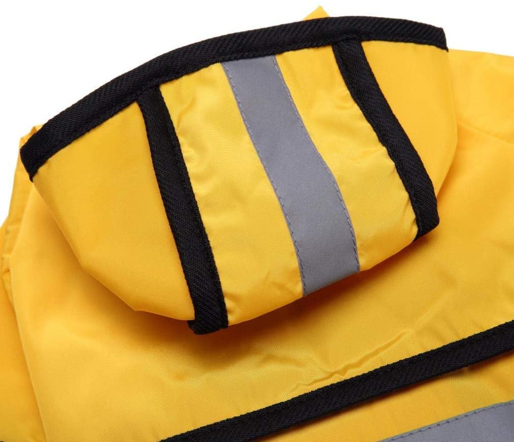  Ruiuzi Moda Reflectante Rayas Amarillo Impermeable para Mascotas días lluviosos Slicker Impermeable Ropa Cachorro Lluvia Poncho Capucha para S M L Enorme Perros Gatos 