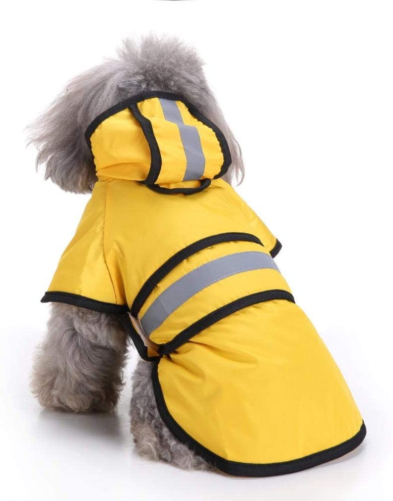  Ruiuzi Moda Reflectante Rayas Amarillo Impermeable para Mascotas días lluviosos Slicker Impermeable Ropa Cachorro Lluvia Poncho Capucha para S M L Enorme Perros Gatos 