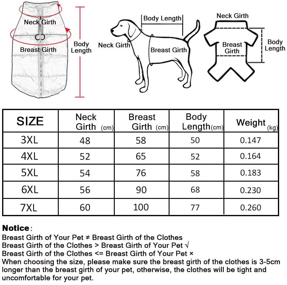  SALOVES Ropa para Mascotas Perros Invierno Chaleco Caliente Abrigo Chaqueta Traje para Mascotas Gato Perro Cachorro Ropa Algodón Suave Aprueba de Agua Navidad Talla 3XL-7XL 